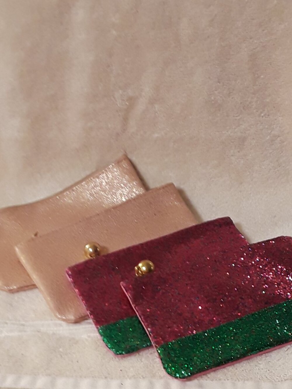 4PC Set Ipsy Sparkle Cosmetic Makeup Bags: 2 Pairs - 2 Rose Gold + 2 Pink/Green